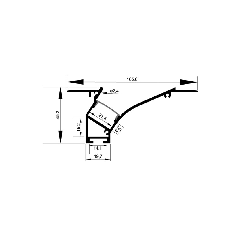 10645 Pre-embedded corner line light hard light strip shell aluminum groove